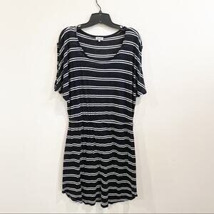 Splendid Black and White Striped Blouson Dress